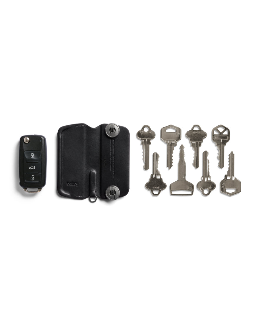 Bellroy Key Cover Plus 3rd Edition in black, compact leather key organizer with multiple key slots and sleek design.
