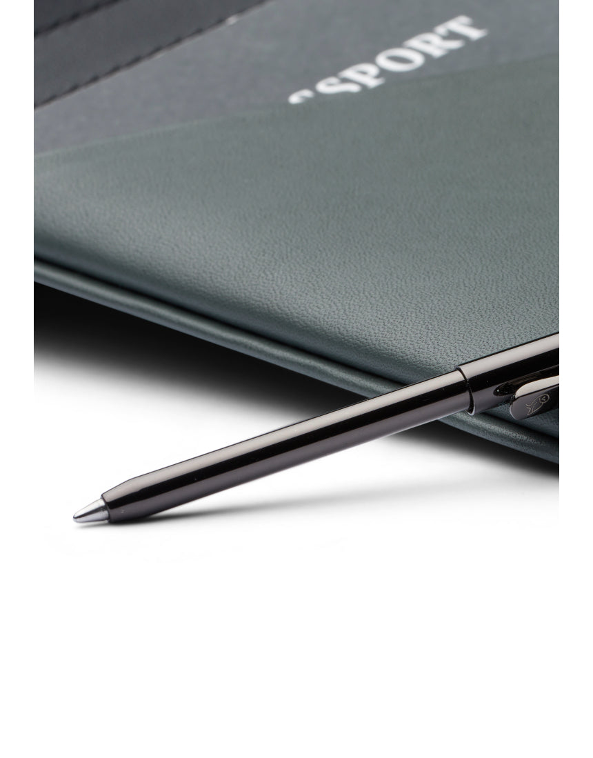 Bellroy Travel Wallet in Everglade leather showing multiple card slots and a folded design on a neutral background.