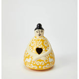 Jones & Co Nonna Sunny floral vase with bright yellow and orange flower patterns, ceramic decorative vase for flowers.