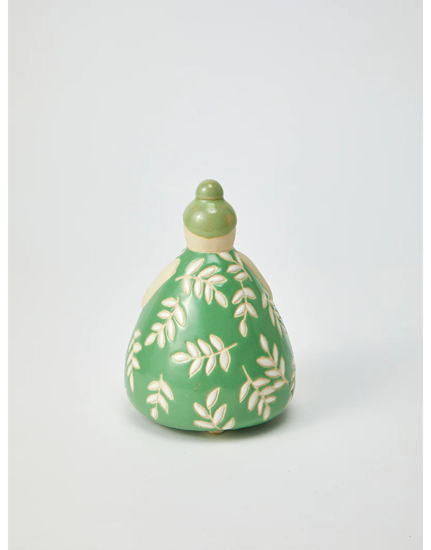 Jones & Co Nonna Green Floral Vase showing a ceramic vase with green floral pattern and decorative design.