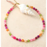 Tiger Tree rock candy stone necklace featuring a vibrant, colorful gemstone pendant on a sleek chain.