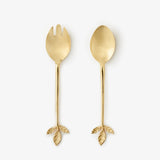 Bonnie and Neil Leaves Salad Servers set featuring leaf-shaped cutlery with elegant, natural wood finish for serving salads.