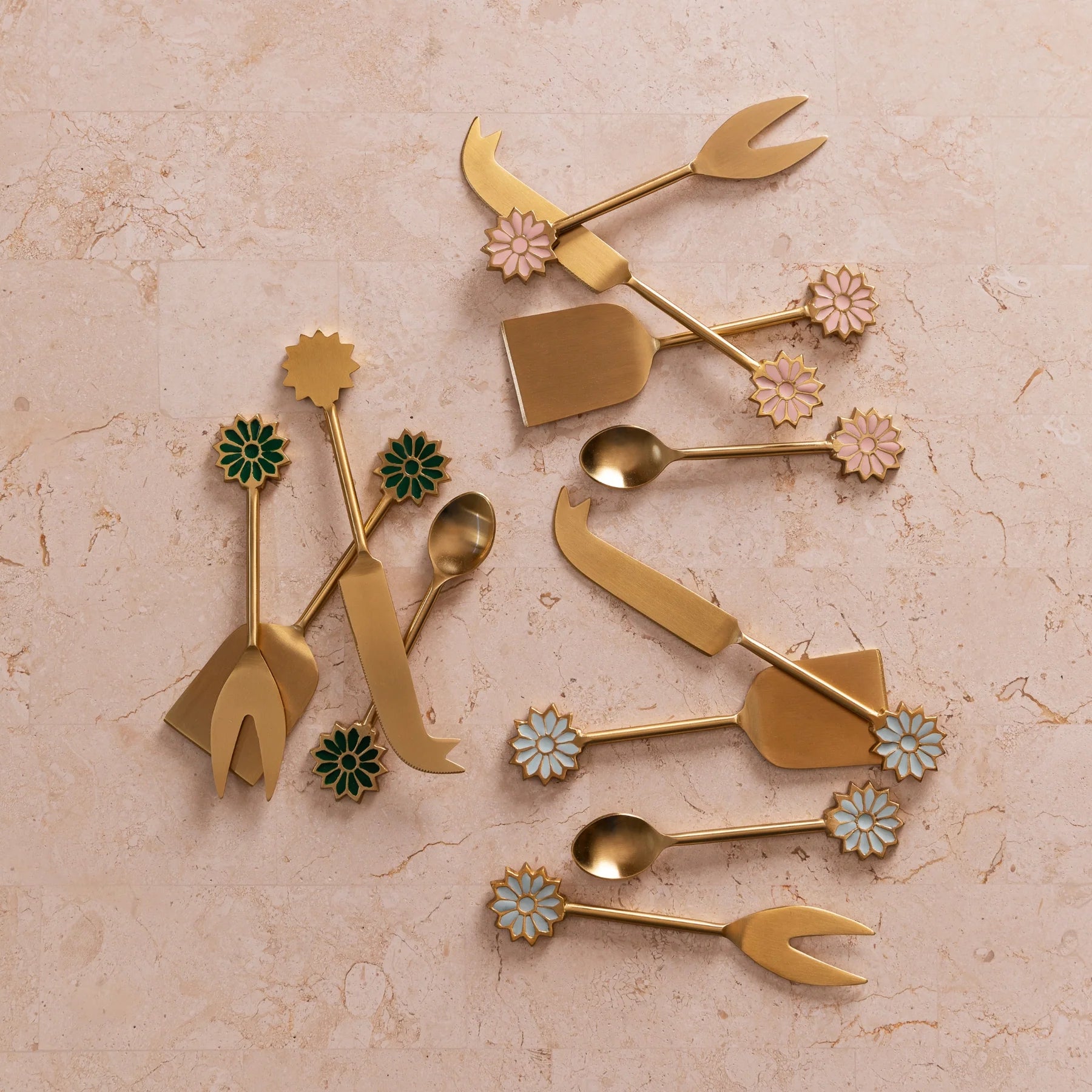 Bonnie and Neil Petal Powder Blue Teaspoon from the cutlery set, featuring a delicate petal design in powder blue color.