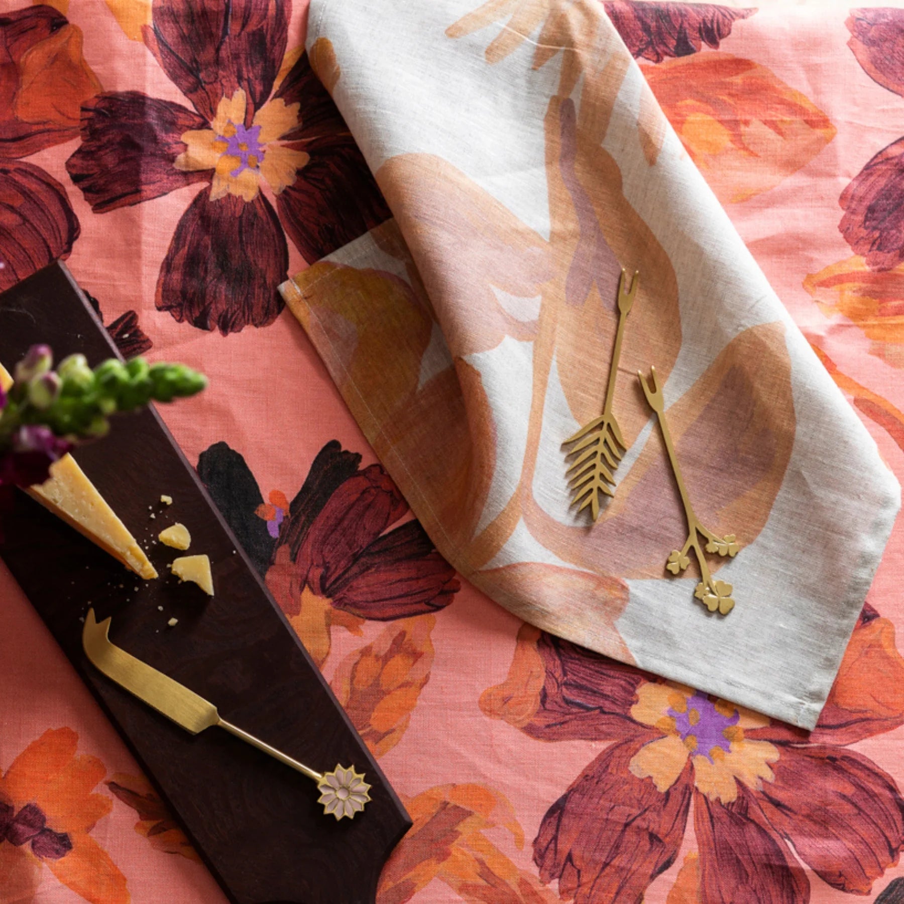 Bonnie and Neil Wild Flora Pick Sticks cutlery set featuring floral-patterned utensils with gold accents