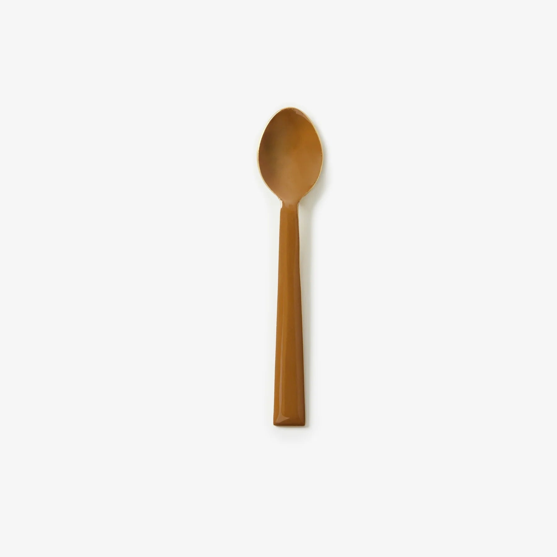 Bonnie and Neil enamel teaspoon in tan color, part of a cutlery set, with a smooth, glossy finish and vintage-inspired design.