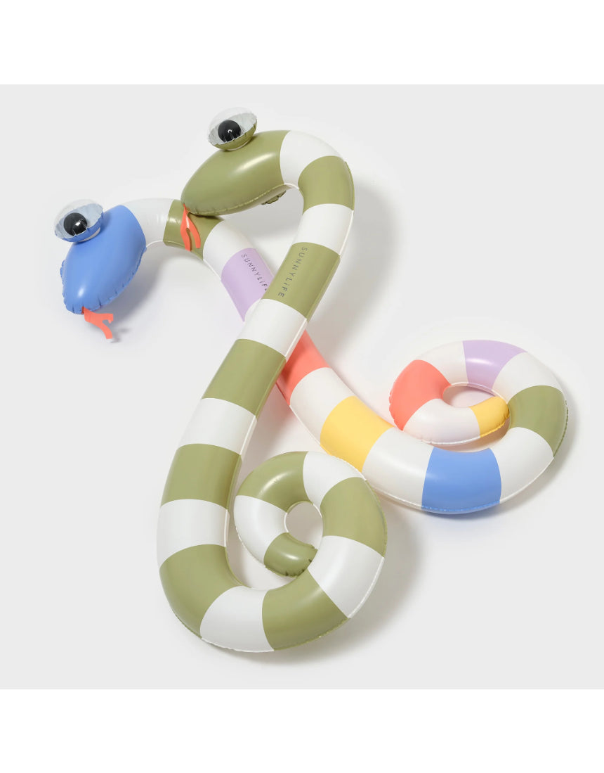 Sunnylife kids inflatable pool noodle set featuring colorful "Into the Wild" animal designs for safe water play.