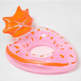 Sunnylife Luxe Pool Ring in strawberry pink floating on water, inflatable pool float for relaxing poolside enjoyment.