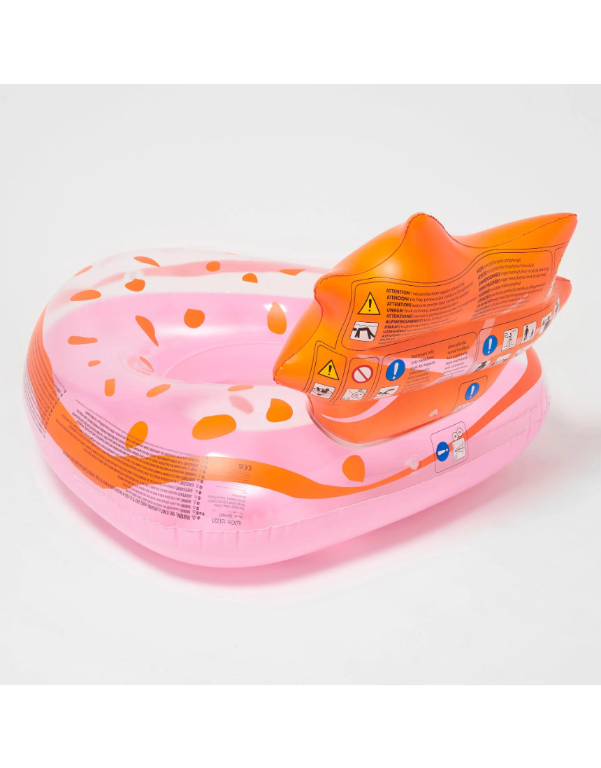 Sunnylife Luxe Pool Ring in strawberry pink, a fun inflatable pool float with a round shape and vibrant color.