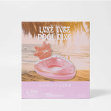 Sunnylife Luxe Pool Ring in strawberry pink, a vibrant inflatable pool float with a stylish design for summer fun.