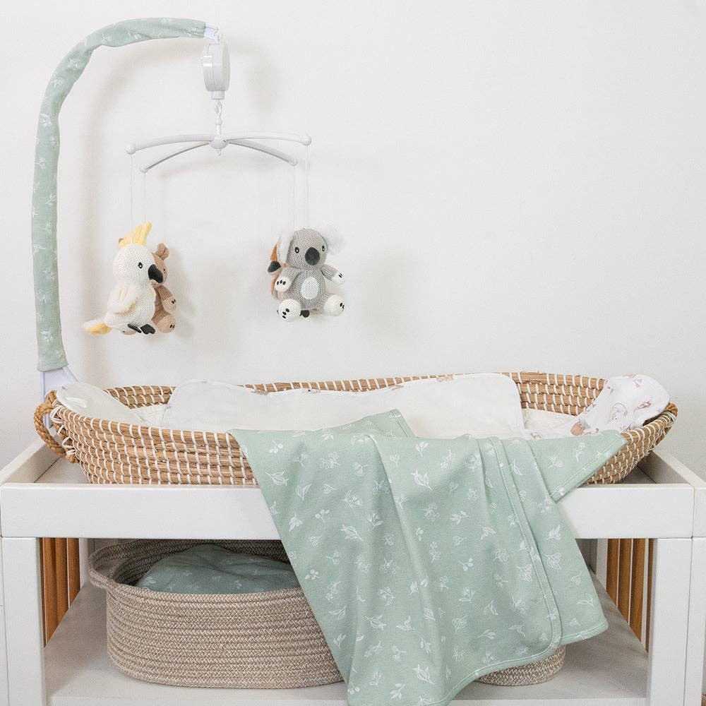 Living Textiles waterproof travel change mat with Australiana print, portable and soft fabric for baby diaper changes.