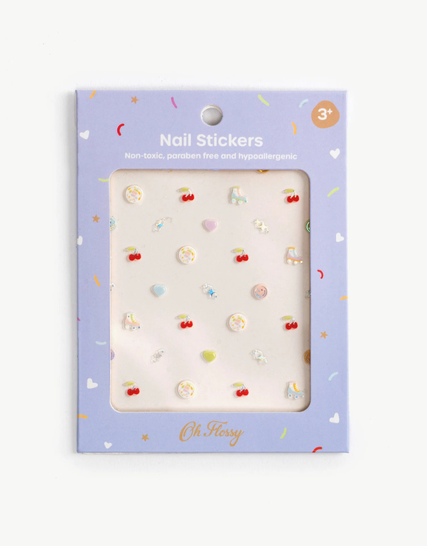 Kids Oh Flossy nail stickers featuring colorful, playful designs perfect for children's nail art.