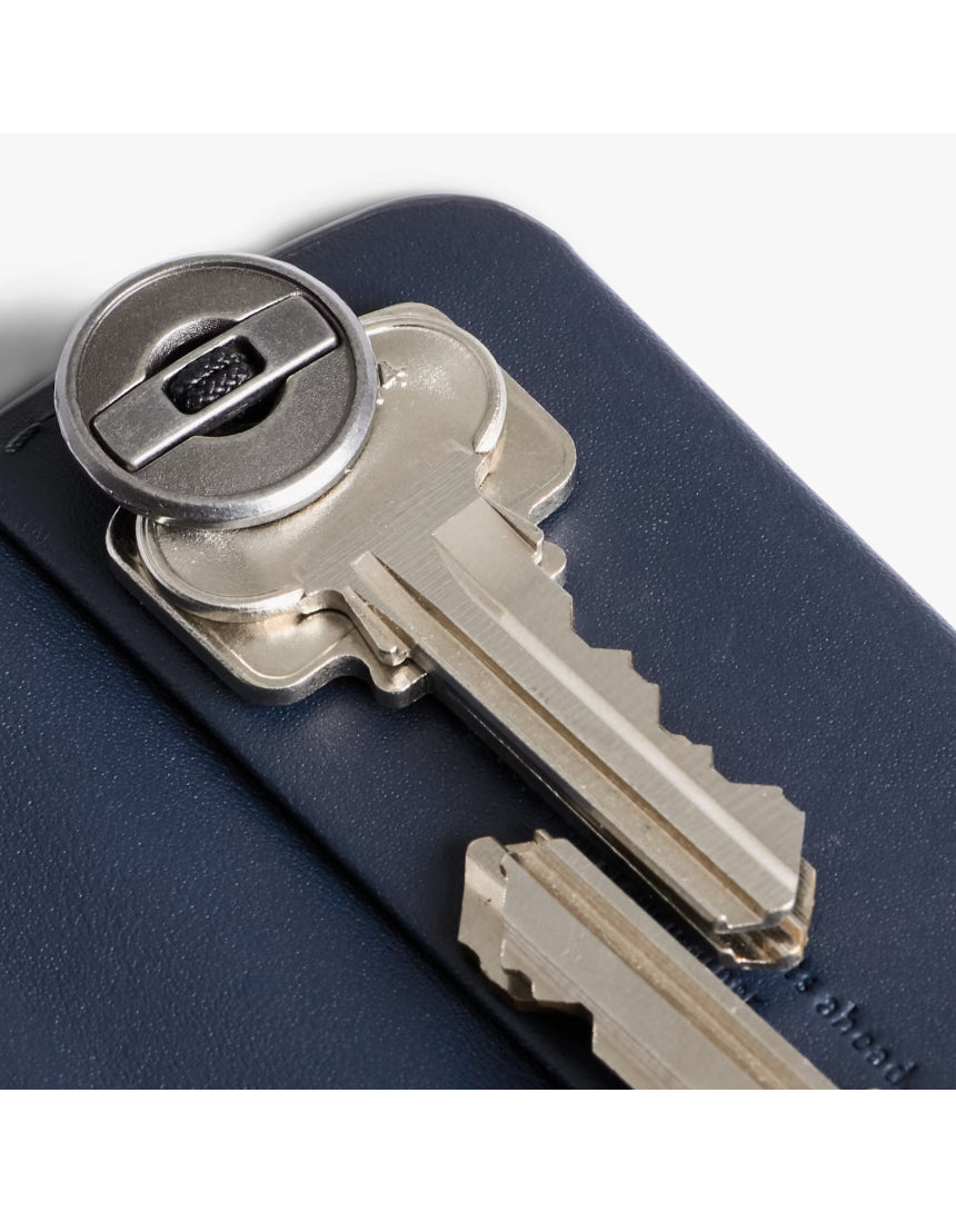 Bellroy Key Cover Plus 3rd Edition in navy, compact leather key organizer with multiple key slots and sleek design.