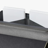 Bellroy black notebook cover showing smooth leather exterior and slim design for storing notebooks and small accessories.