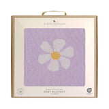 Living Textiles Lilac Daisy Dreams Pram Knitted Blanket with floral pattern and soft knitted texture for baby comfort