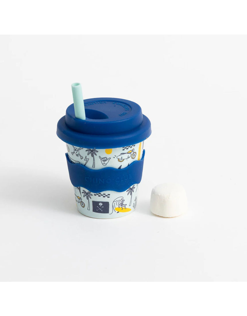 Chino Club Rad Times baby kids cup, 4oz size, with colorful design featuring M and M characters for children.