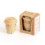Chino Club Sports Baby Chino Cup 4oz for kids, white plastic cup with colorful sports-themed design and secure lid.