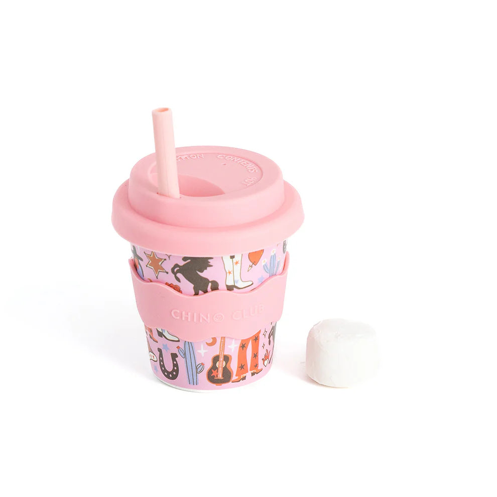 Chino Club Cowgirl Baby Chino Cup, 4oz kids cup with cowgirl design, ideal for young children, made of durable material.