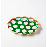 Jones & Co Paradis Scallop Green Tray with scalloped edges and vibrant green color, suitable for serving or decorative use.