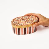 Jones & Co Samira Large Decorative Box in pink with eye design, showcasing a stylish and elegant storage container.