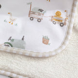Living Textiles Jersey Sherpa Blanket featuring a tractor ride design, soft, cozy fabric ideal for comfort and warmth.