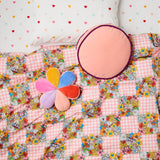 Kip & Co plum jam velvet pea cushion with soft fabric and plush texture, featuring a stylish floral pattern.