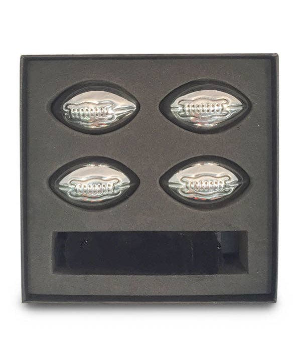 Men's Republic Footy Ball ice cubes set with four stainless steel pieces, designed for chilling beverages in style.