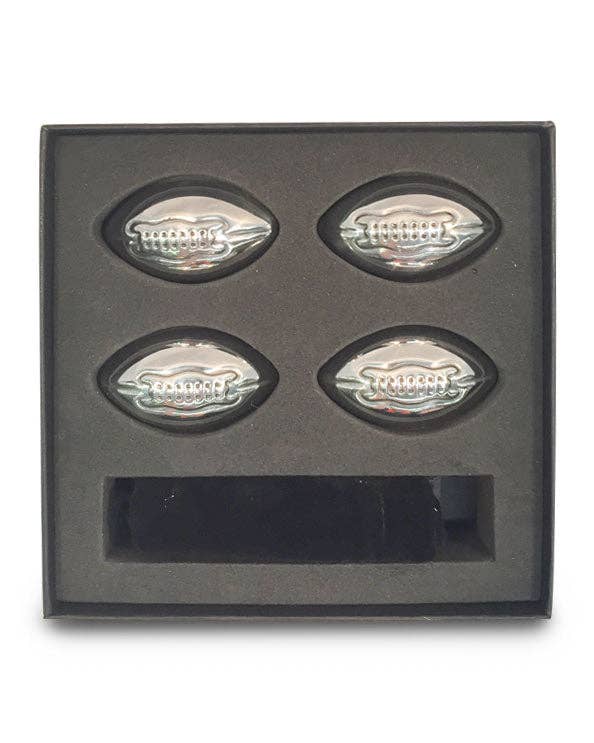 Men's Republic Footy Ball ice cubes set with four stainless steel pieces, designed for chilling beverages in style.