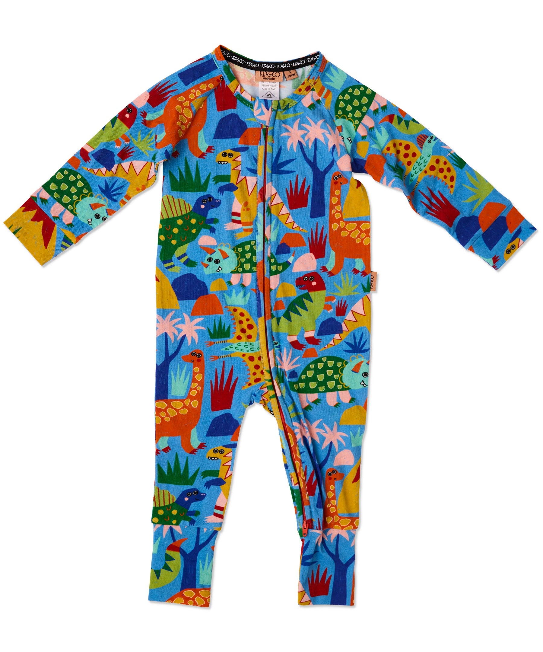 Kip & Co Dinosaur Roar Organic Long Sleeve Zip Romper