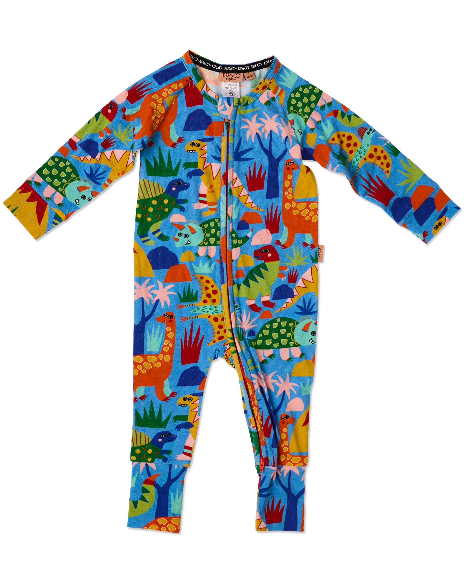 Kip & Co Dinosaur Roar Organic Long Sleeve Zip Romper