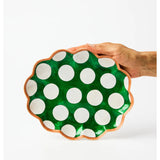 Jones & Co Paradis scallop green tray with a textured, decorative surface and scalloped edges, ideal for serving or display.