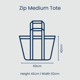 Medium tote bag with chain zip closure from Project Ten, featuring a sleek design and sturdy handles.