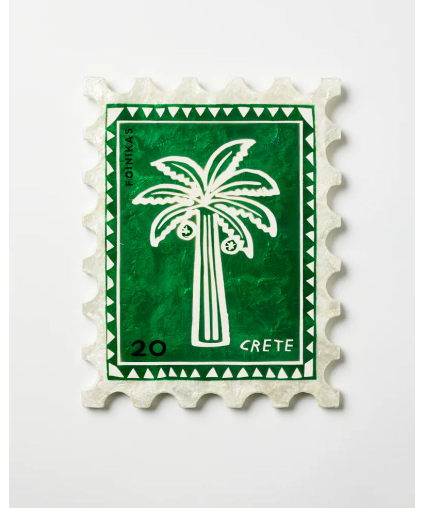 Jones & Co Sunroom Palm Wall Decor stamp featuring a detailed palm leaf design for tropical-themed interior accents.