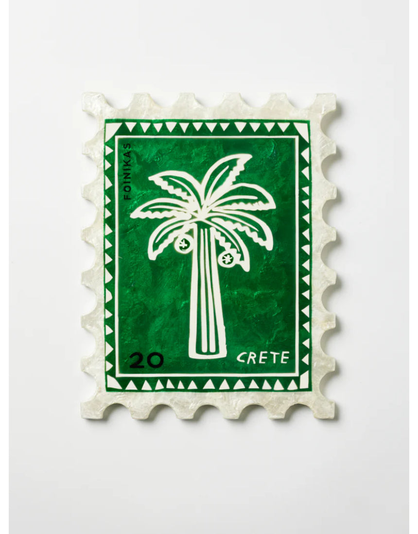 Jones & Co Sunroom Palm Wall Decor stamp featuring a detailed palm leaf design for tropical-themed interior accents.