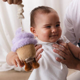 Living Textiles stroller toys featuring a colorful ice cream and cupcake plush toy for babies and toddlers.