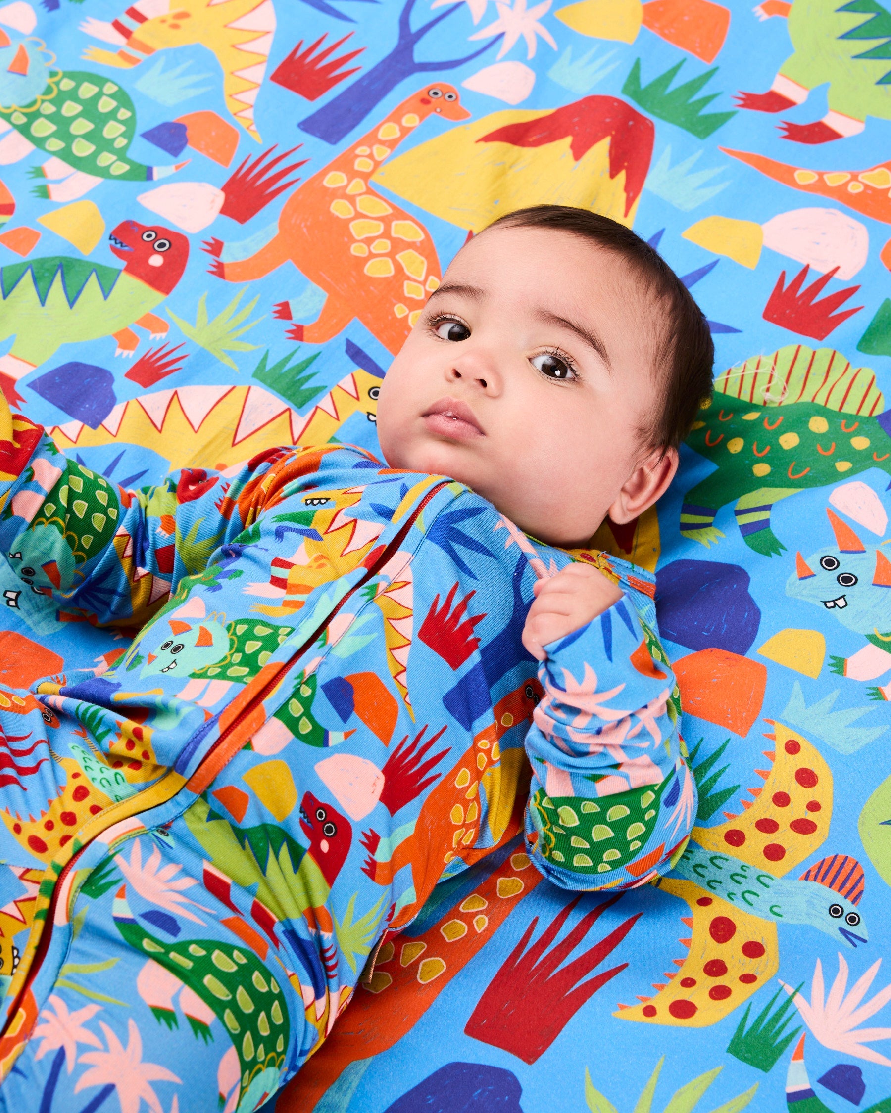 Kip & Co Dinosaur Roar Organic Long Sleeve Zip Romper