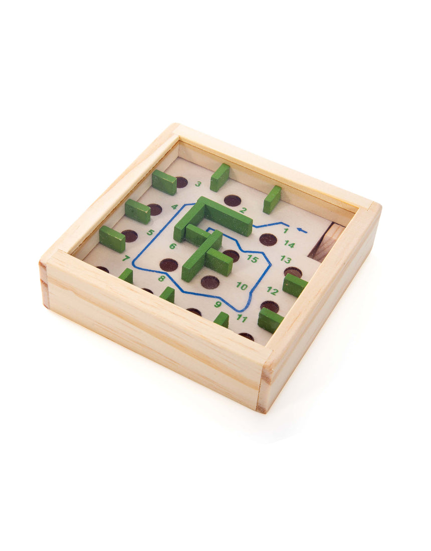 Assorted classic wooden maze games by isAlbi with colorful paths and wooden frames, perfect for kids and family play.