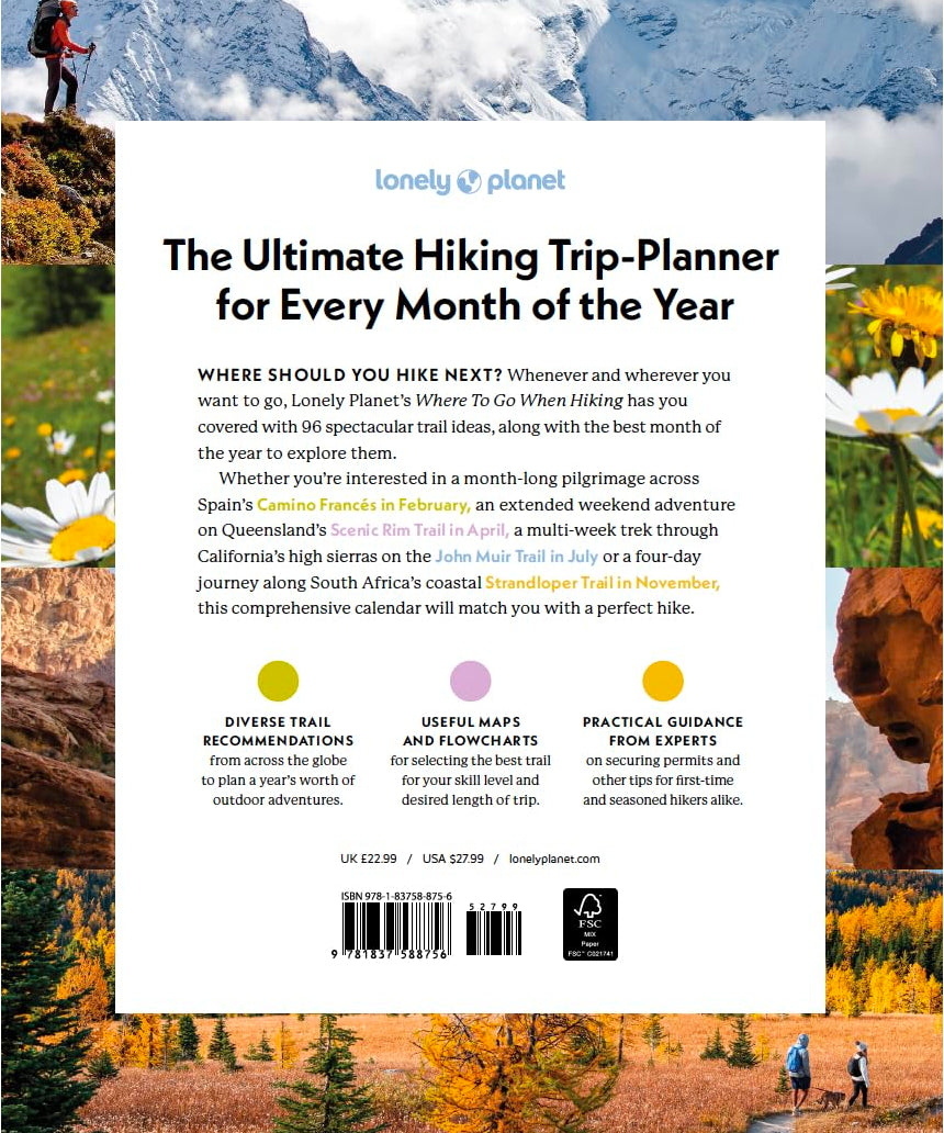 Brumby Sunstate Lonely Planet hiking guidebook open to a map and scenic trail images for outdoor adventures.