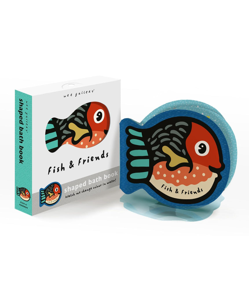 Colorful Fish and Friends bath book by Brumby Sunstate featuring aquatic illustrations for children’s bath time fun.