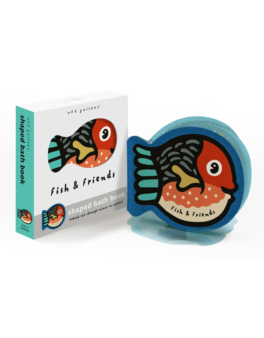 Colorful Fish and Friends bath book by Brumby Sunstate featuring aquatic illustrations for children’s bath time fun.