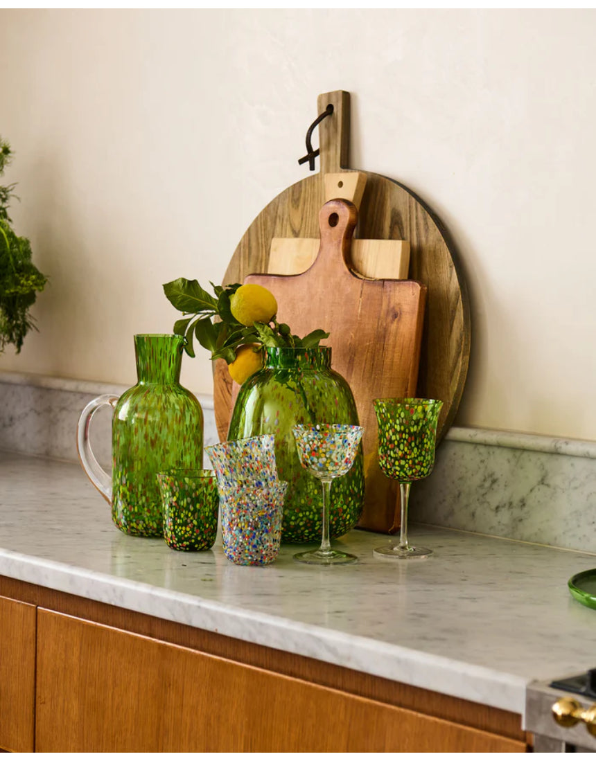 Kip & Co Garden Soiree Speckle Vase showing a ceramic vase with a speckled pattern in vibrant colors.