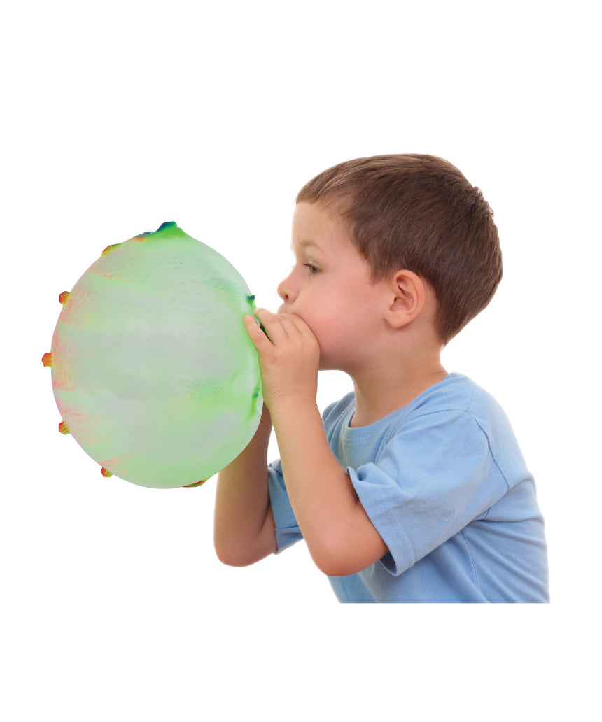 Colorful dinosaur-shaped balloon balls toy by isAlbi, featuring assorted bright colors and playful dinosaur designs.