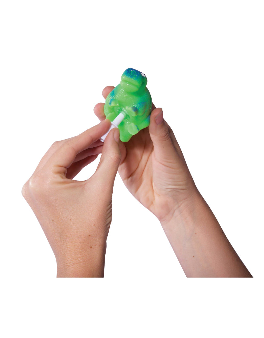 Colorful dinosaur-shaped balloon balls toy by isAlbi, featuring multiple bright, assorted dinosaur designs for children.