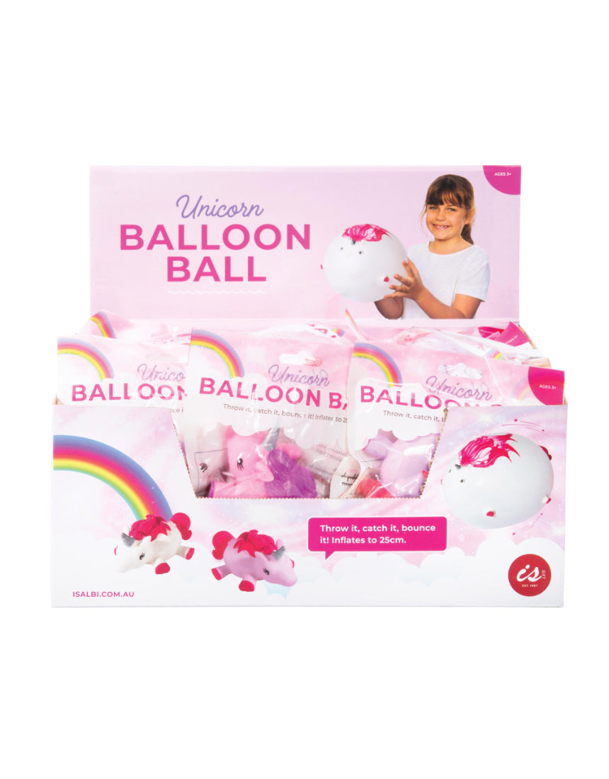 Colorful unicorn-shaped balloon balls toy by isAlbi, featuring assorted vibrant balloon balls for kids' play and entertainment.