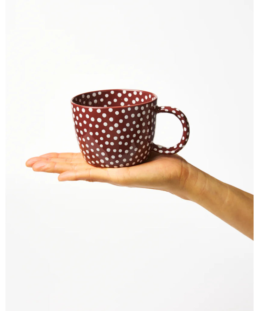 Jones & Co Chino Mug Mahogany Sprinkle featuring a warm brown ceramic mug with a textured finish.