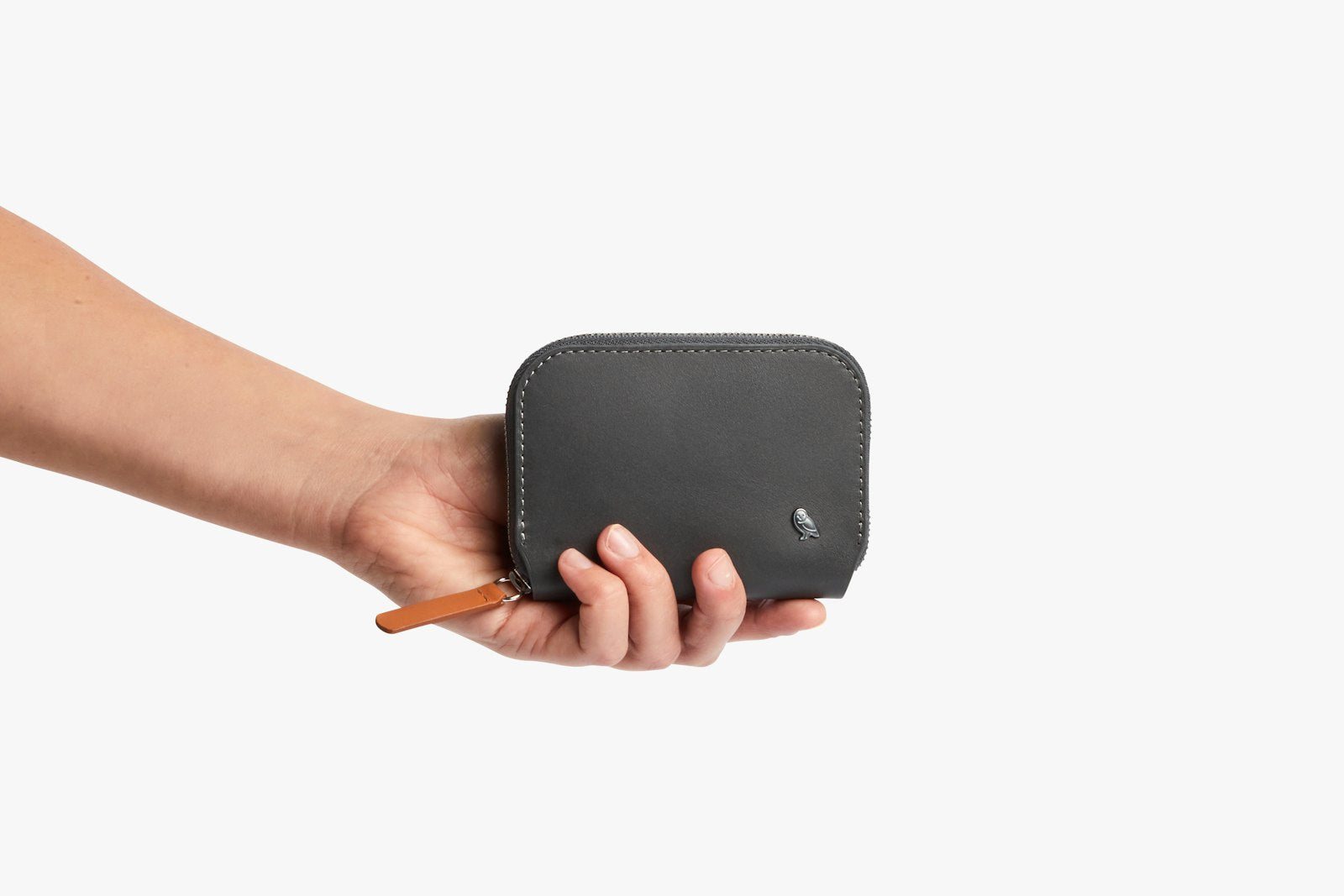 Bellroy Folio Mini wallet in charcoal cobalt, featuring a sleek, compact design with card slots and a cash pocket.