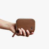 Bellroy Folio Mini wallet in Hazelnut with card slots and cash pocket, compact leather wallet design.