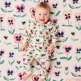 Kip & Co Pretty Pansy Organic Long Sleeve Zip Romper