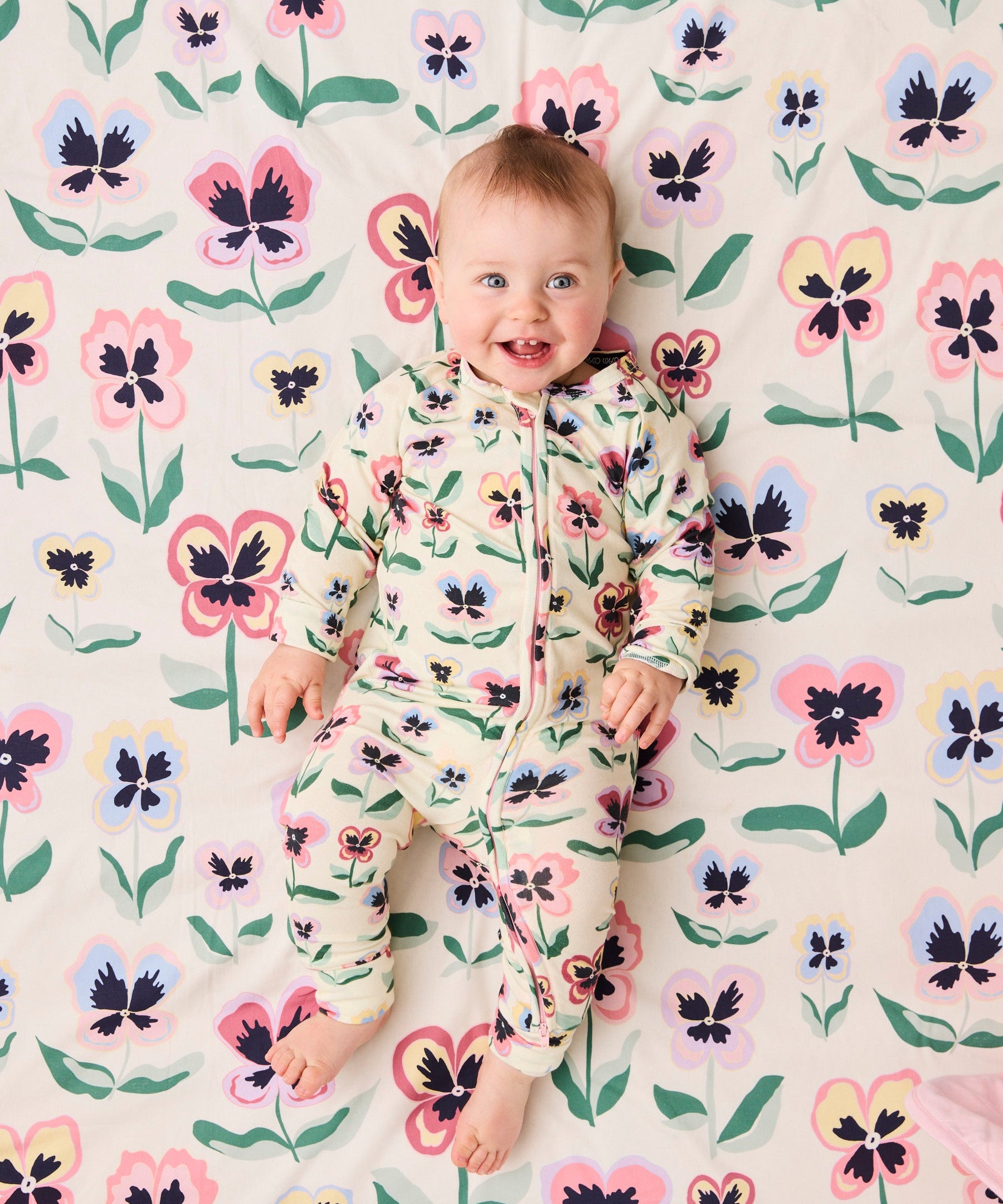 Kip & Co Pretty Pansy Organic Long Sleeve Zip Romper