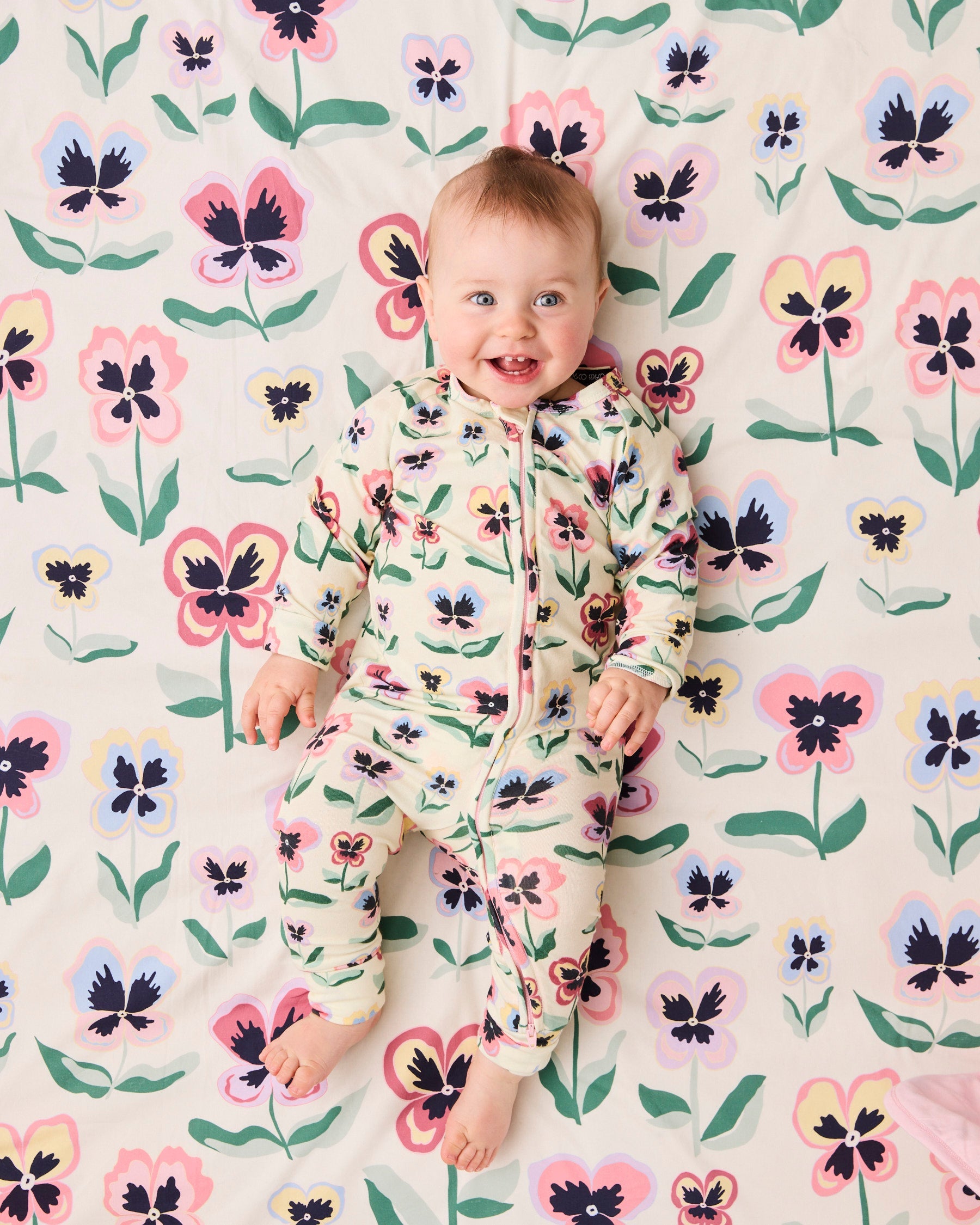 Kip & Co Pretty Pansy Organic Long Sleeve Zip Romper