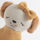 Living Textiles knitted animal toy, Paula the puppy, soft and cuddly plush puppy for children, detailed knit design.